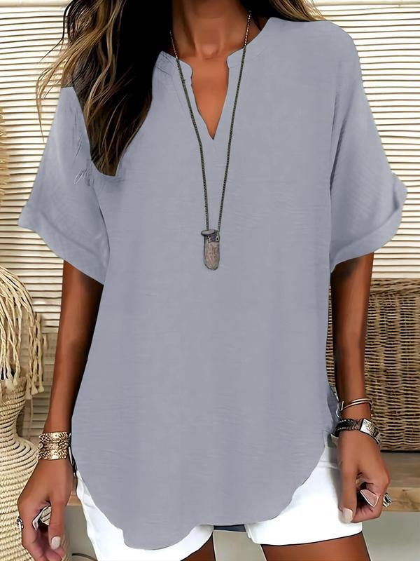 Genneva™ | Casual plain short sleeve blouse