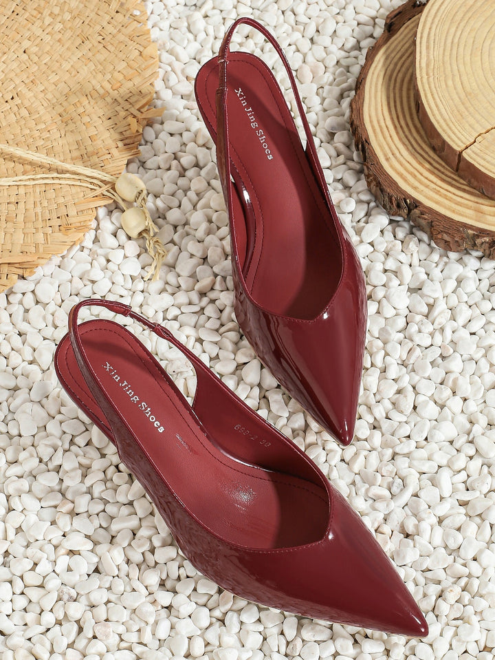 Amira™ | Dames pu leather slingback hakken simple effen kleur spitse neus pumps