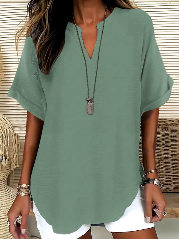 Genneva™ | Casual plain short sleeve blouse