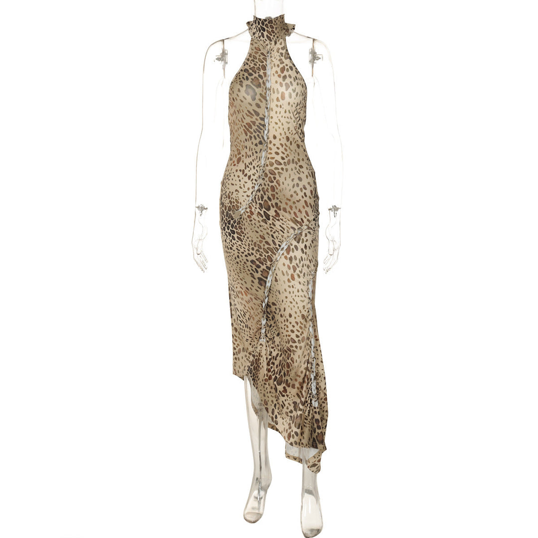 Sabina™ | Graceful leopard backless zonder mouwen maxi jurk
