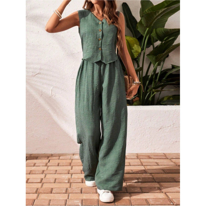 Charissa™ | Elegante zonder mouwen top met V-hals and broek set
