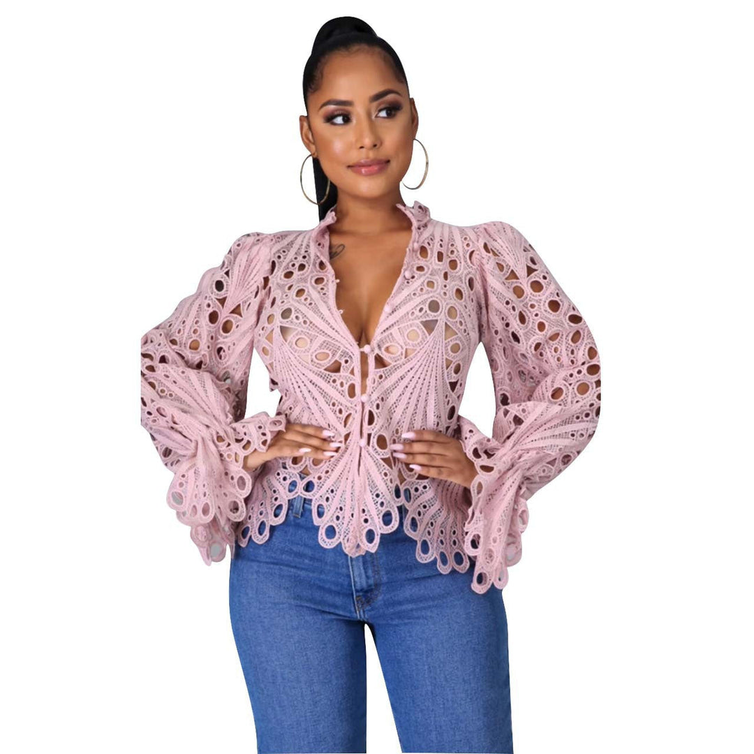 Isali™ | Chique asymmetrical flounce sleeve blouse