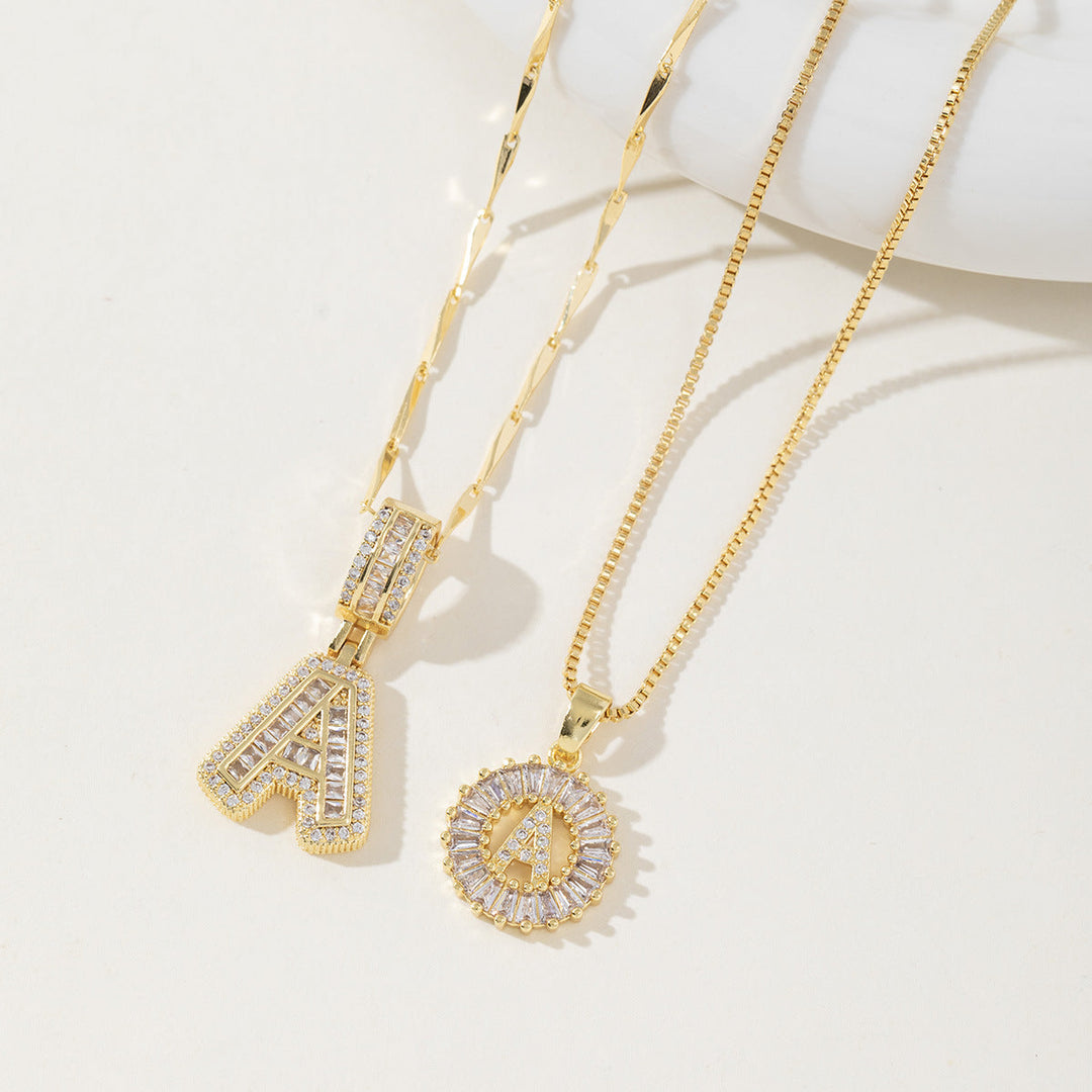 Aisha™ | Elegante 2-pack initial letter pendant necklaces