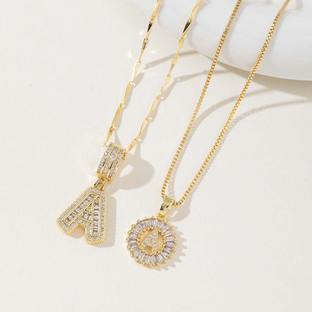 Aisha™ | Elegante 2-pack initial letter pendant necklaces