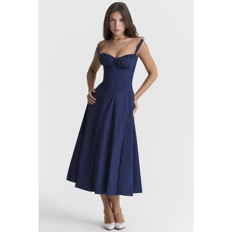 Oprah™ | Casual lace-up square neck midi jurk