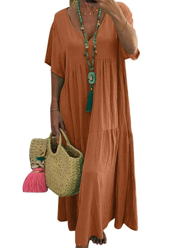 Linnea™ | Zachte ruffle maxi jurk met V-hals