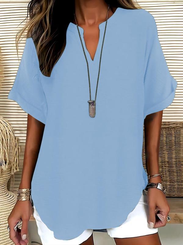 Genneva™ | Casual plain short sleeve blouse