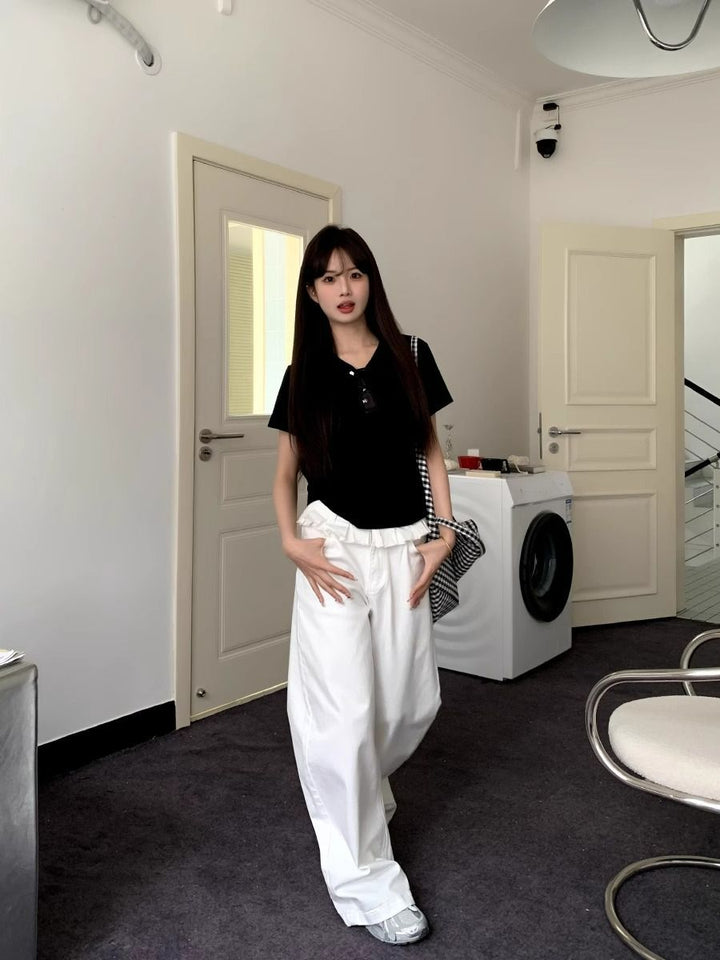 Paisley™ | Elegante wide-leg jeans met kanten details