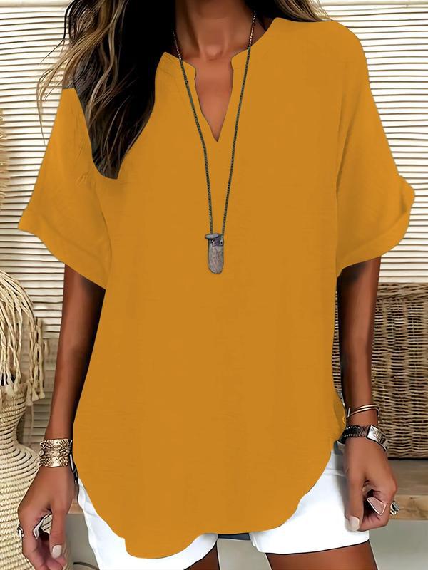 Genneva™ | Casual plain short sleeve blouse
