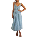 Jaylin™ | Klassieke zonder mouwen button-front denim jurk