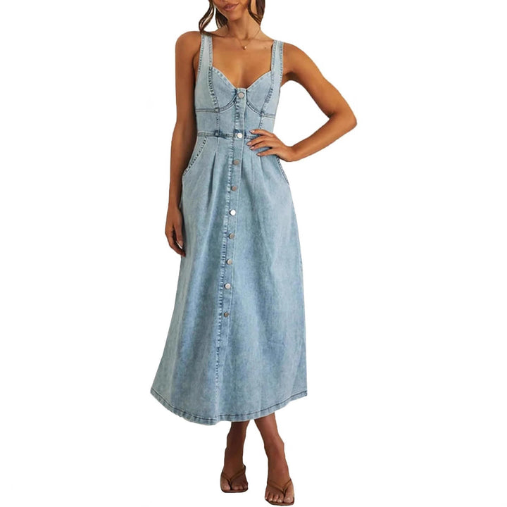 Jaylin™ | Klassieke zonder mouwen button-front denim jurk