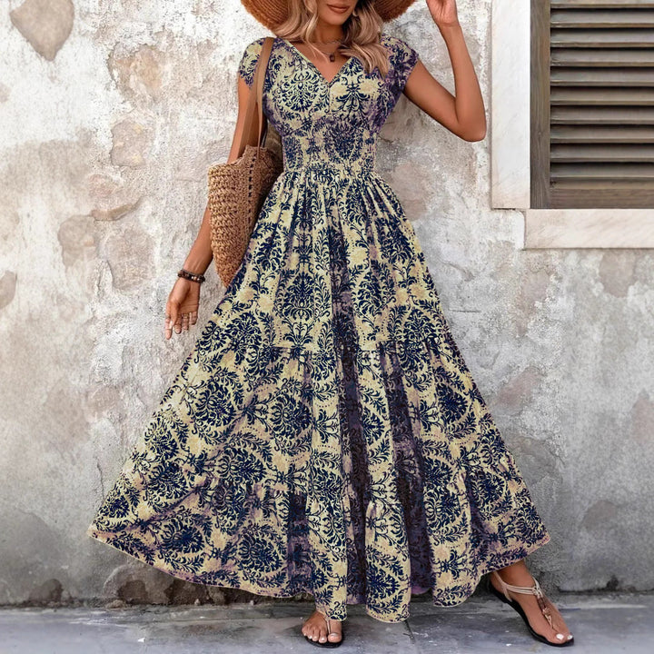 Sarki™ | Chique summer V-hals shirred boho jurk