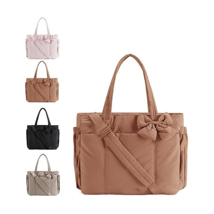 Marva™ | Dames crush bow compact shopper cute puffy handtas