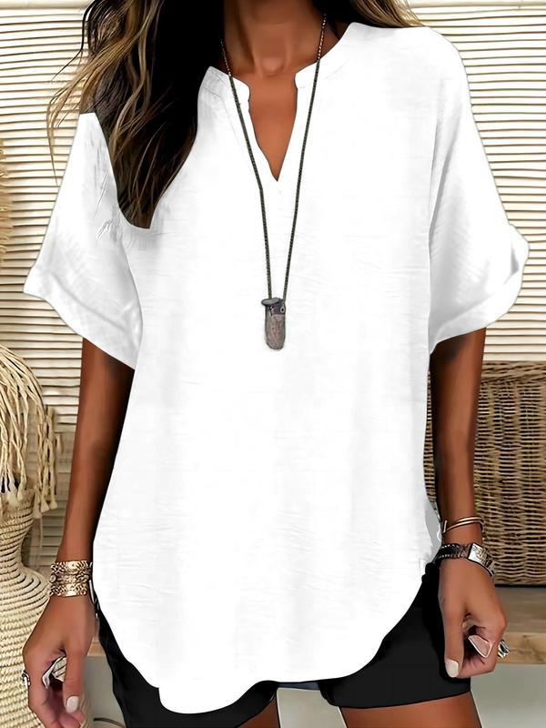 Genneva™ | Casual plain short sleeve blouse