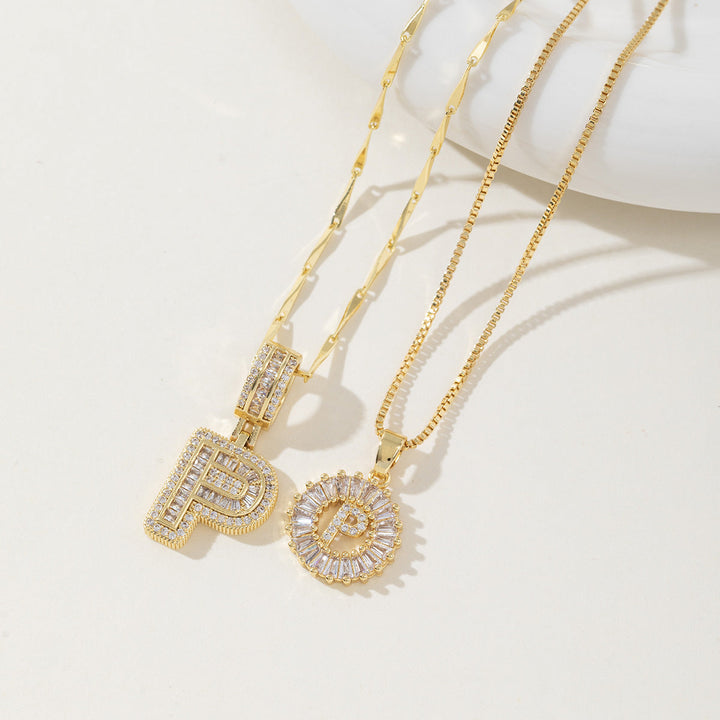 Aisha™ | Elegante 2-pack initial letter pendant necklaces