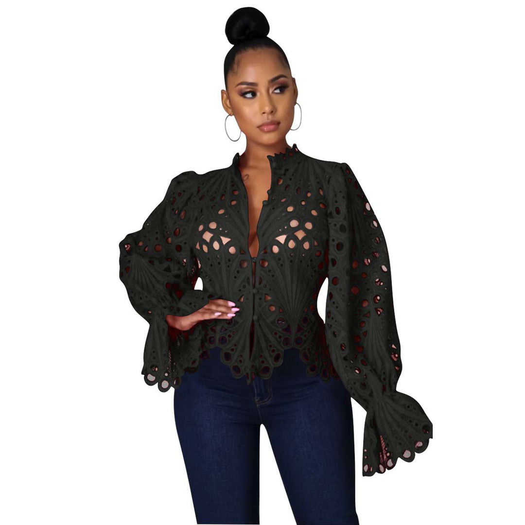 Isali™ | Chique asymmetrical flounce sleeve blouse