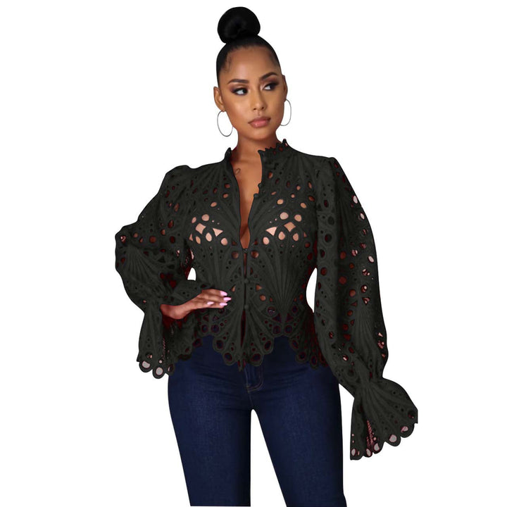 Isali™ | Chique asymmetrical flounce sleeve blouse