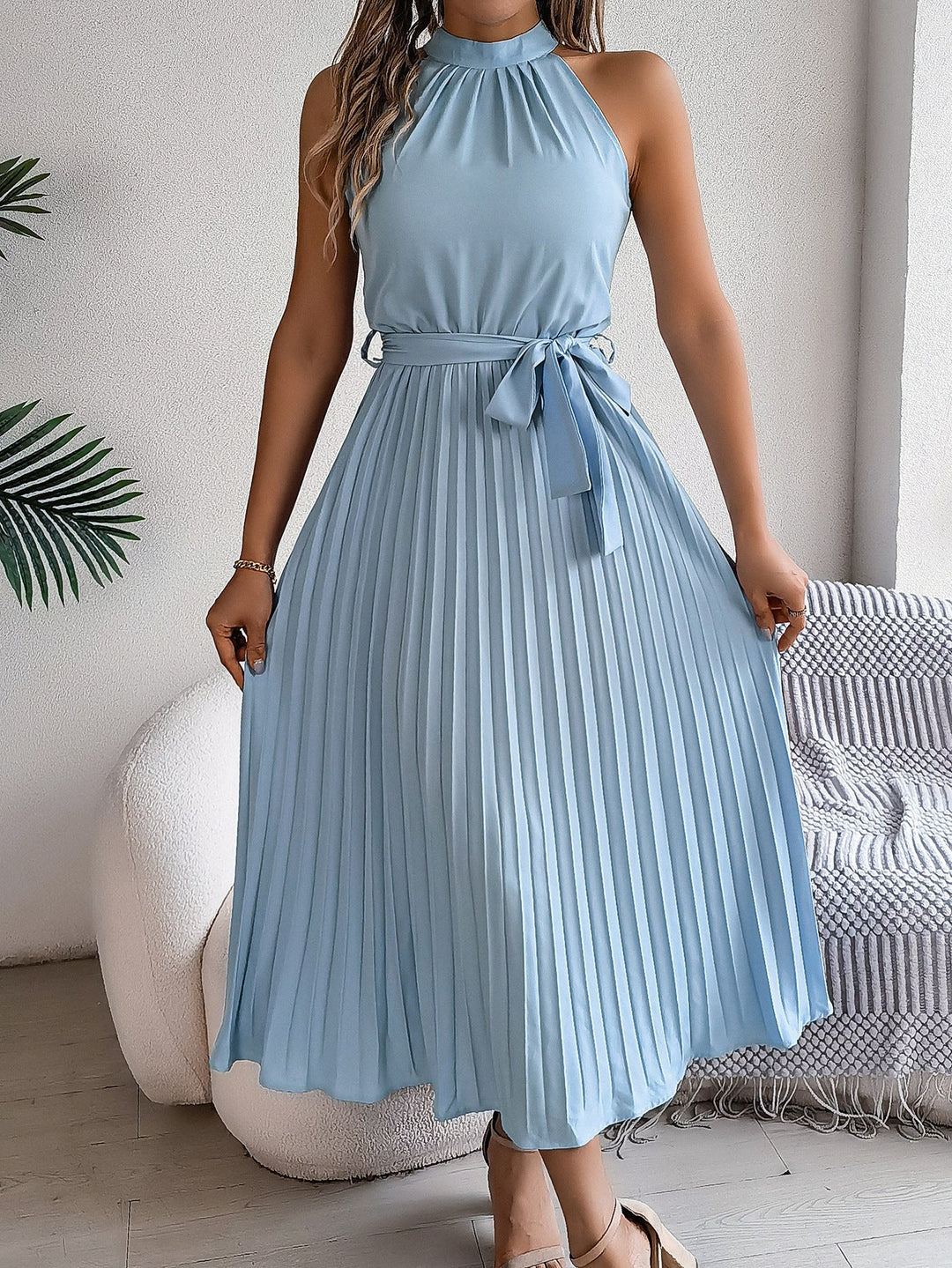 Cedrine™ | Graceful pleated midi jurk
