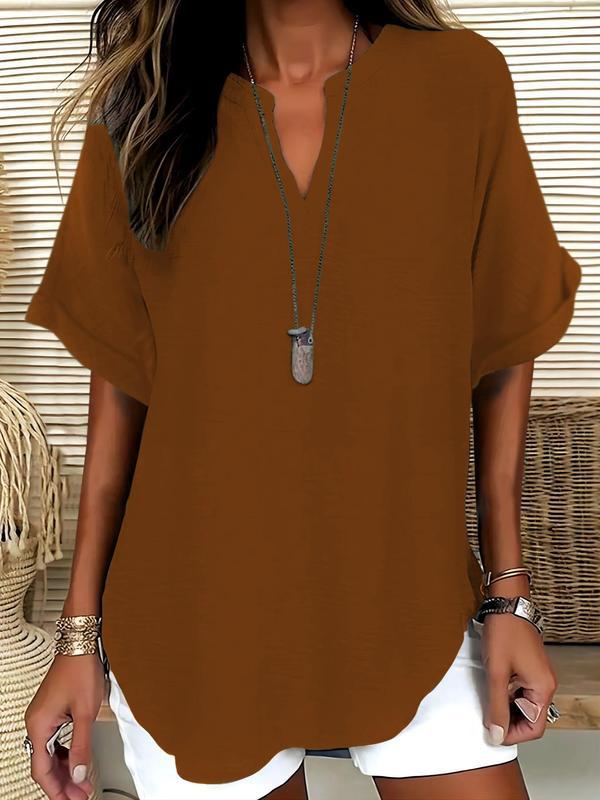 Genneva™ | Casual plain short sleeve blouse