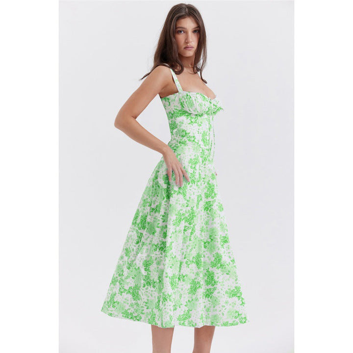 Oprah™ | Casual lace-up square neck midi jurk