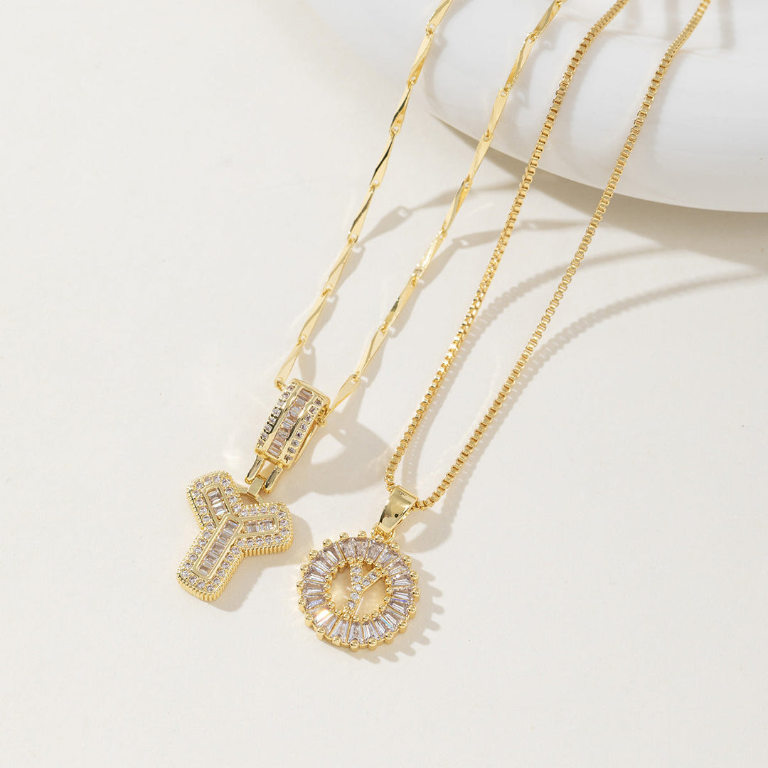 Aisha™ | Elegante 2-pack initial letter pendant necklaces