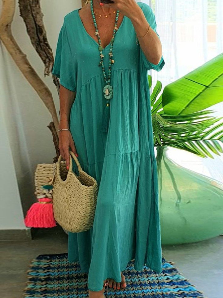 Linnea™ | Zachte ruffle maxi jurk met V-hals
