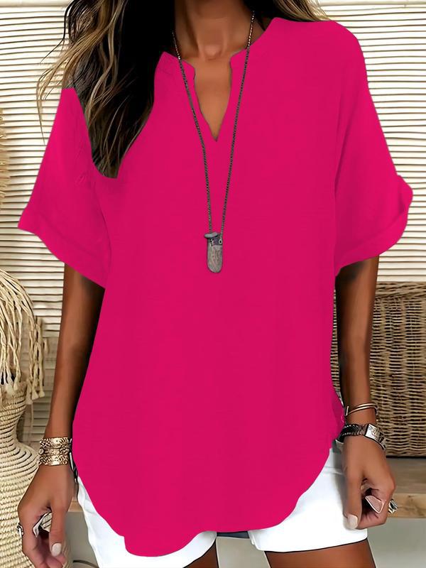 Genneva™ | Casual plain short sleeve blouse