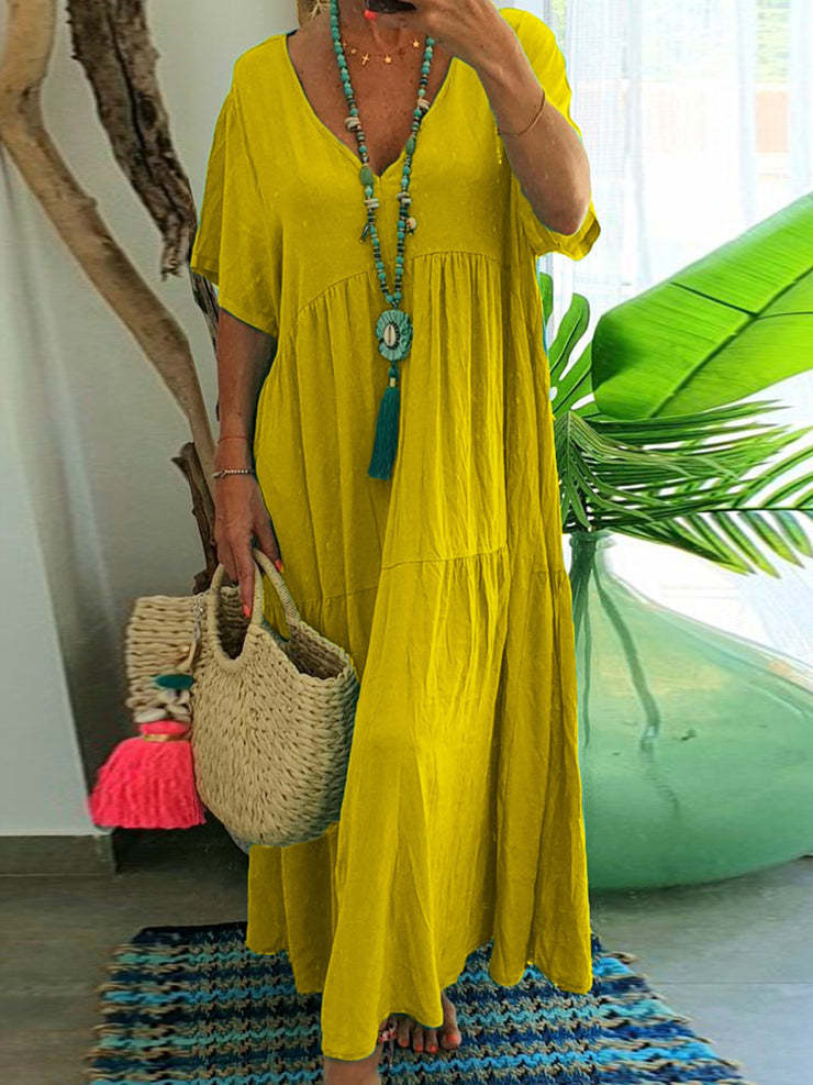Linnea™ | Zachte ruffle maxi jurk met V-hals