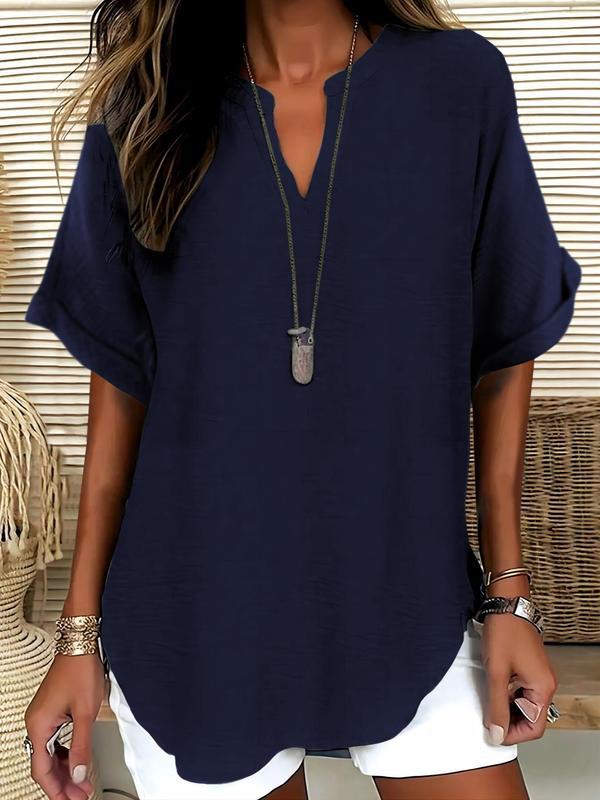 Genneva™ | Casual plain short sleeve blouse