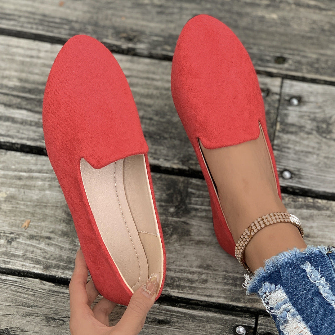 Sherna™ | Dames effen kleur ballerina's zachte sole spitse neus slip-on schoenen