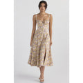 Oprah™ | Casual lace-up square neck midi jurk