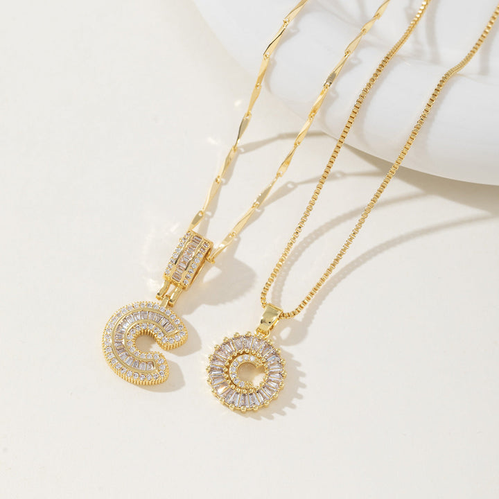 Aisha™ | Elegante 2-pack initial letter pendant necklaces