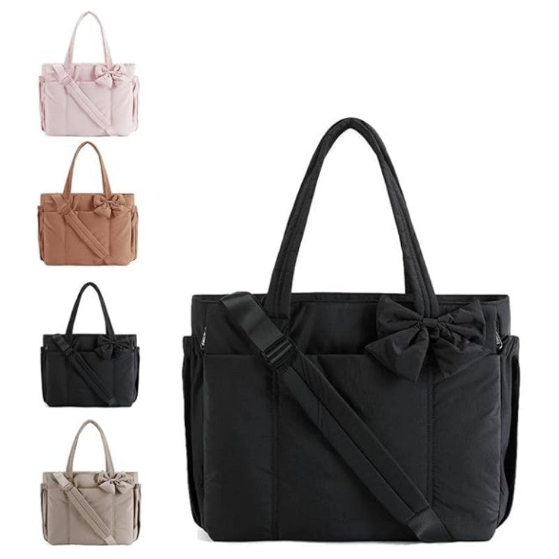 Marva™ | Dames crush bow compact shopper cute puffy handtas