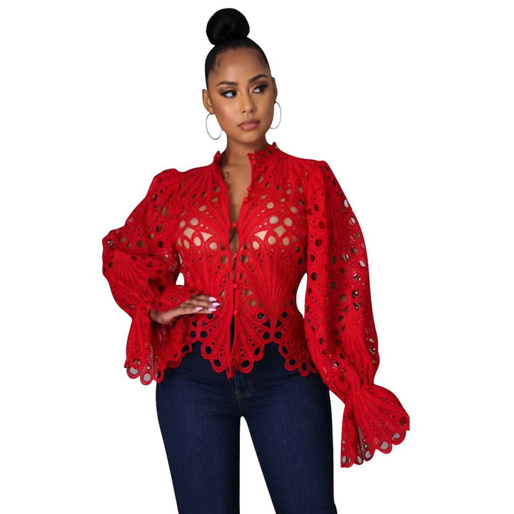 Isali™ | Chique asymmetrical flounce sleeve blouse