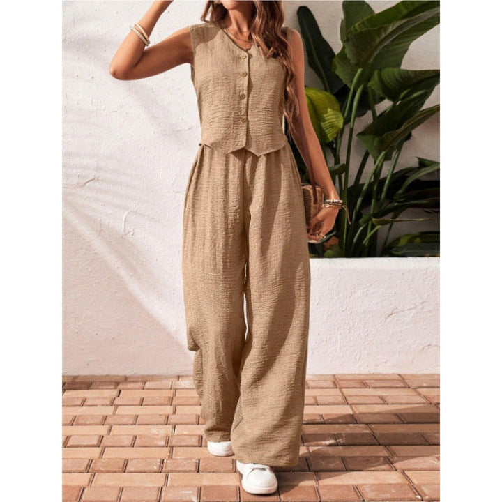 Charissa™ | Elegante zonder mouwen top met V-hals and broek set
