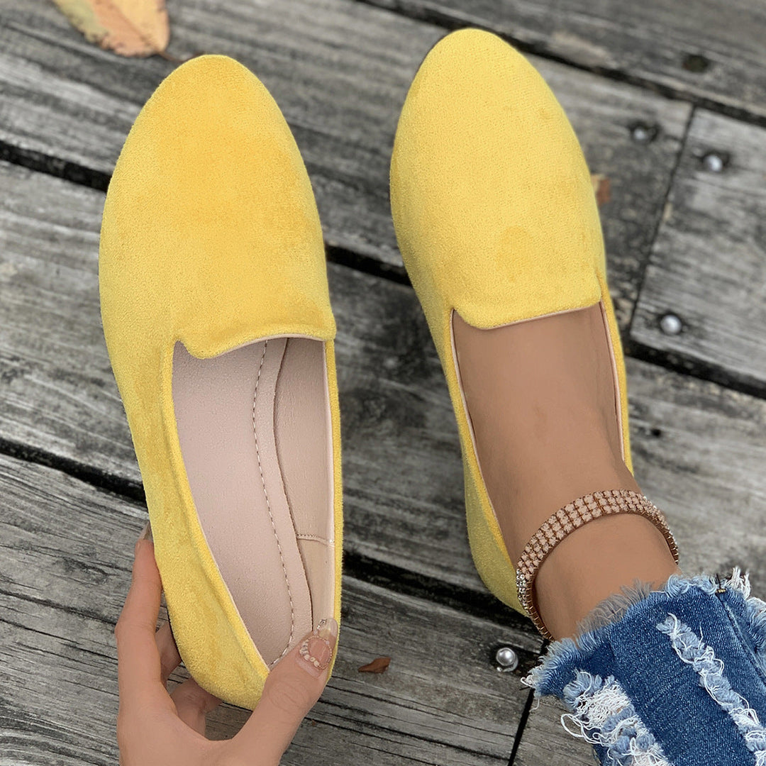 Sherna™ | Dames effen kleur ballerina's zachte sole spitse neus slip-on schoenen