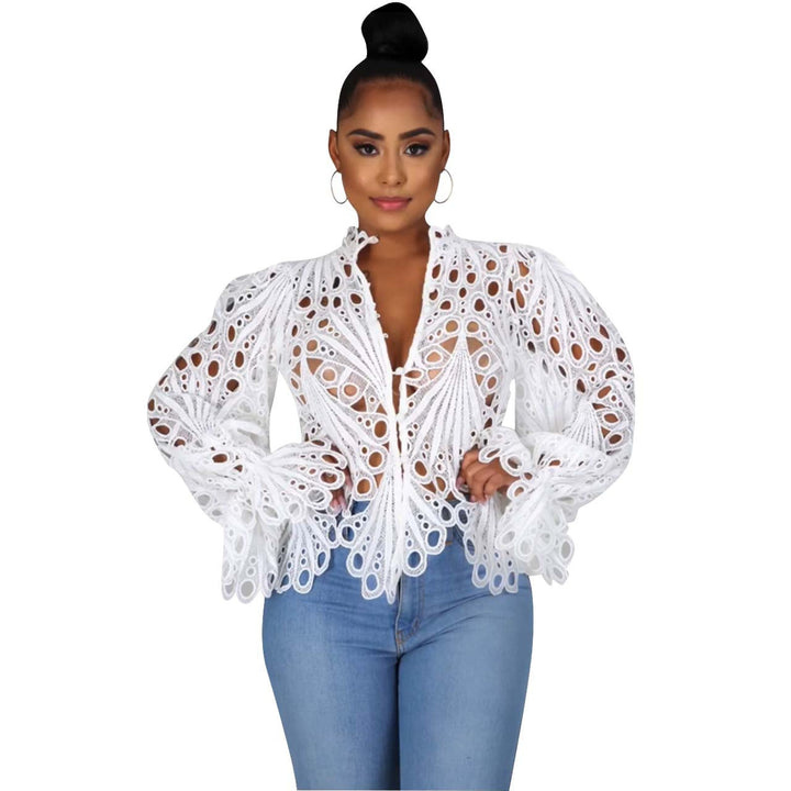Isali™ | Chique asymmetrical flounce sleeve blouse