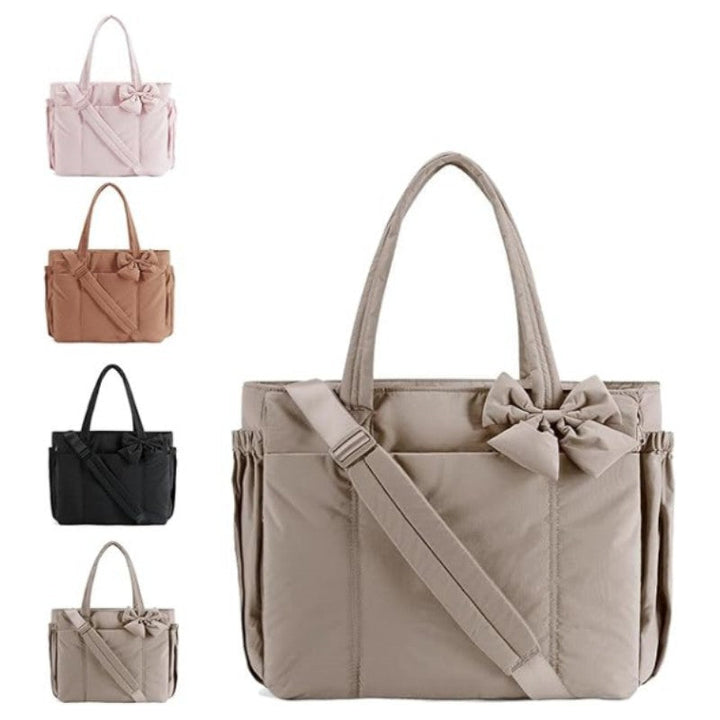 Marva™ | Dames crush bow compact shopper cute puffy handtas