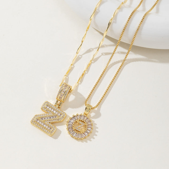 Aisha™ | Elegante 2-pack initial letter pendant necklaces