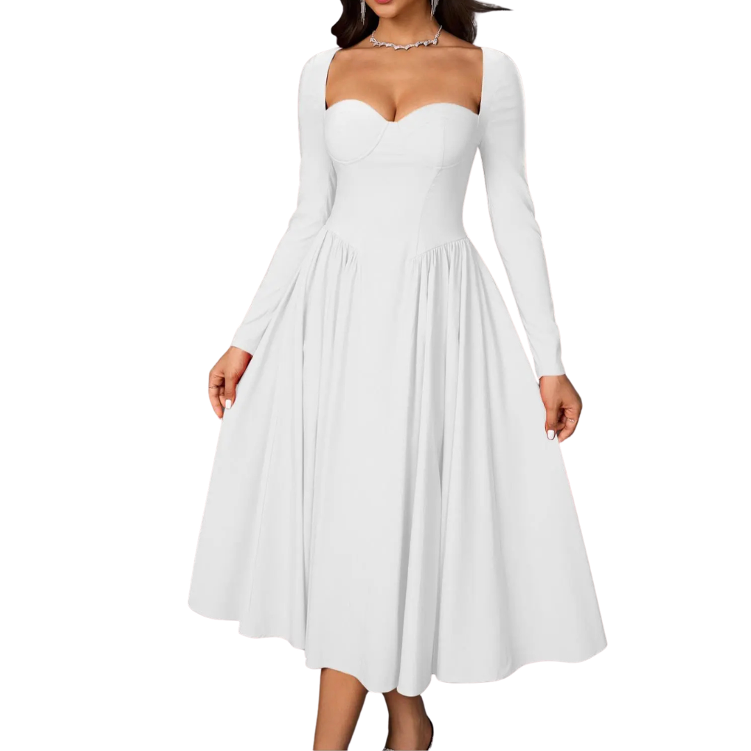 Nicolette™ | Sexy open-back pleated midi jurk