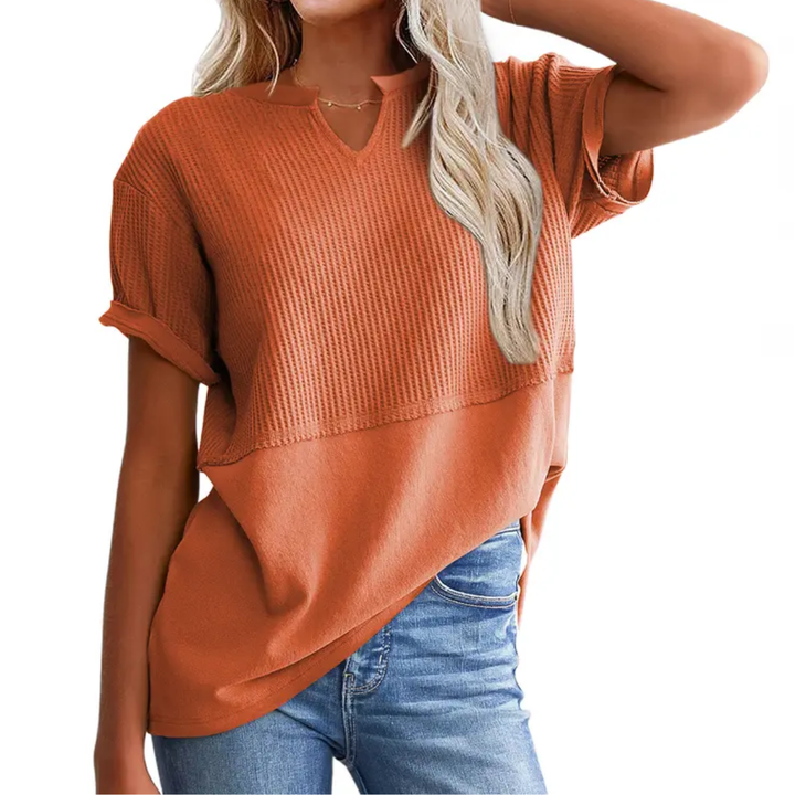 Gracie™ | Cozy waffle knit top met V-hals
