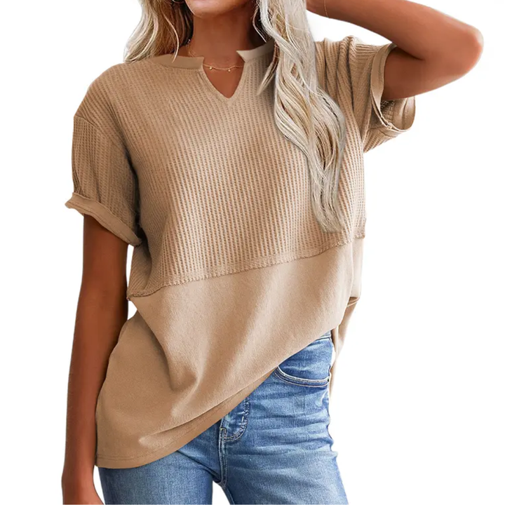 Gracie™ | Cozy waffle knit top met V-hals