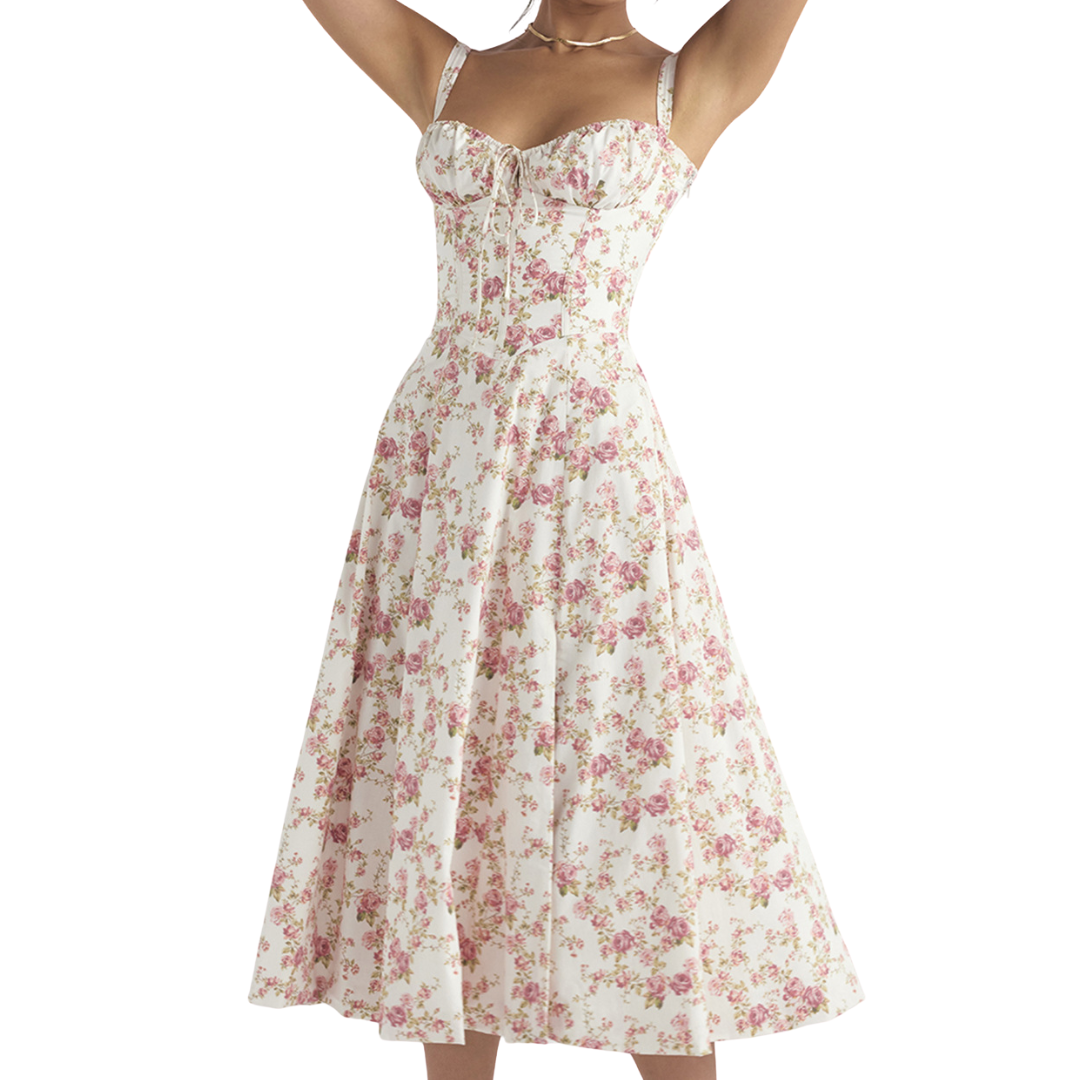 Seraphina™ | Romantic bloemen corset midi jurk