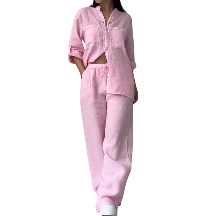 Halcyon™ | Relaxte linen shirt & wide-leg broek set
