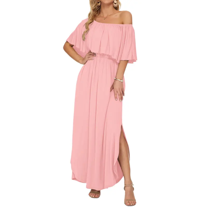 Florentine™ | Bloemen off-shoulder ruffle maxi jurk
