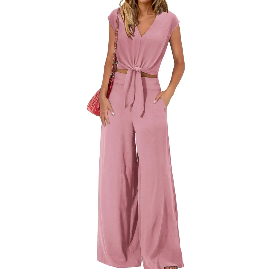 Lena™ | Breezy V-hals wide-leg set