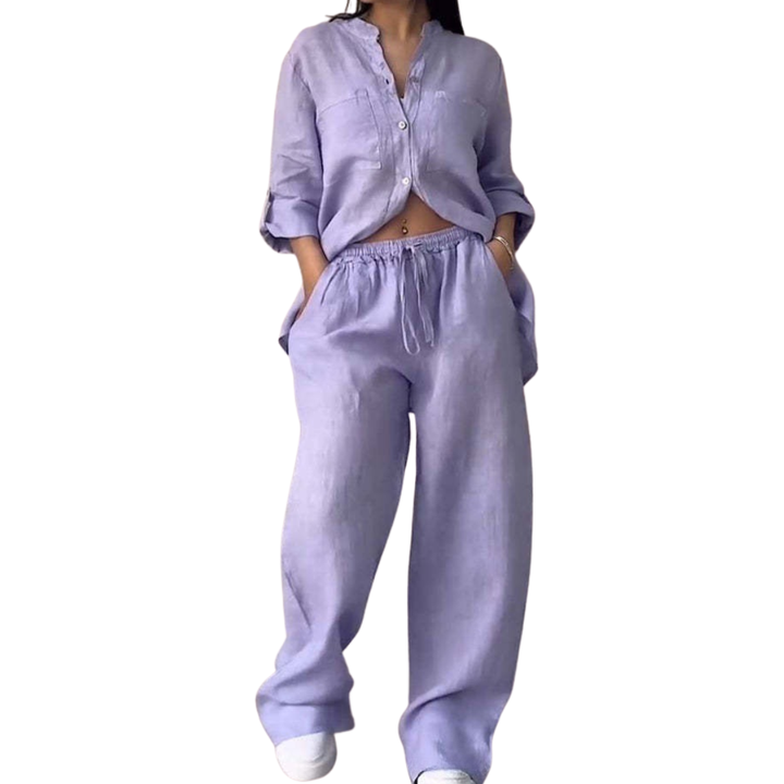 Halcyon™ | Relaxte linen shirt & wide-leg broek set