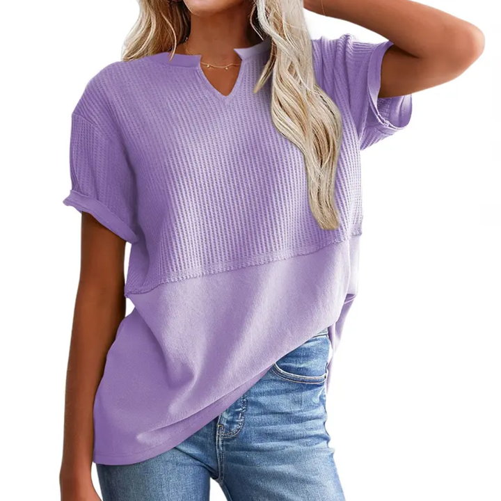 Gracie™ | Cozy waffle knit top met V-hals