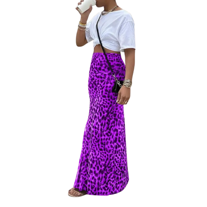 Thora™ | Wild leopard print fishtail midi rok