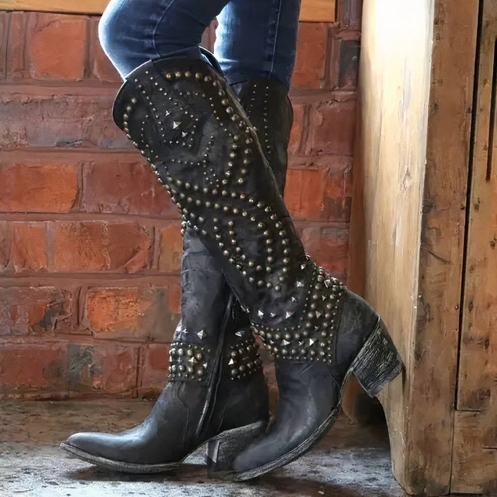 Mary | Western knee-high laarzen